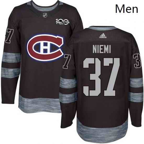 Mens Adidas Montreal Canadiens 37 Antti Niemi Premier Black 1917 2017 100th Anniversary NHL Jersey